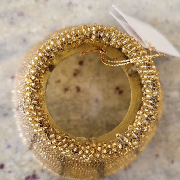 Rustic FARMHOUSE Antique Bronze Glass Bead Pendant Shade, Hand Beaded - Picture 5 of 7